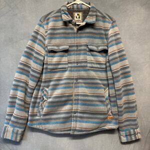 Voyager Shacket Fleece Chore Plush Lined Shirt Jacket Men's Small Skater Striped